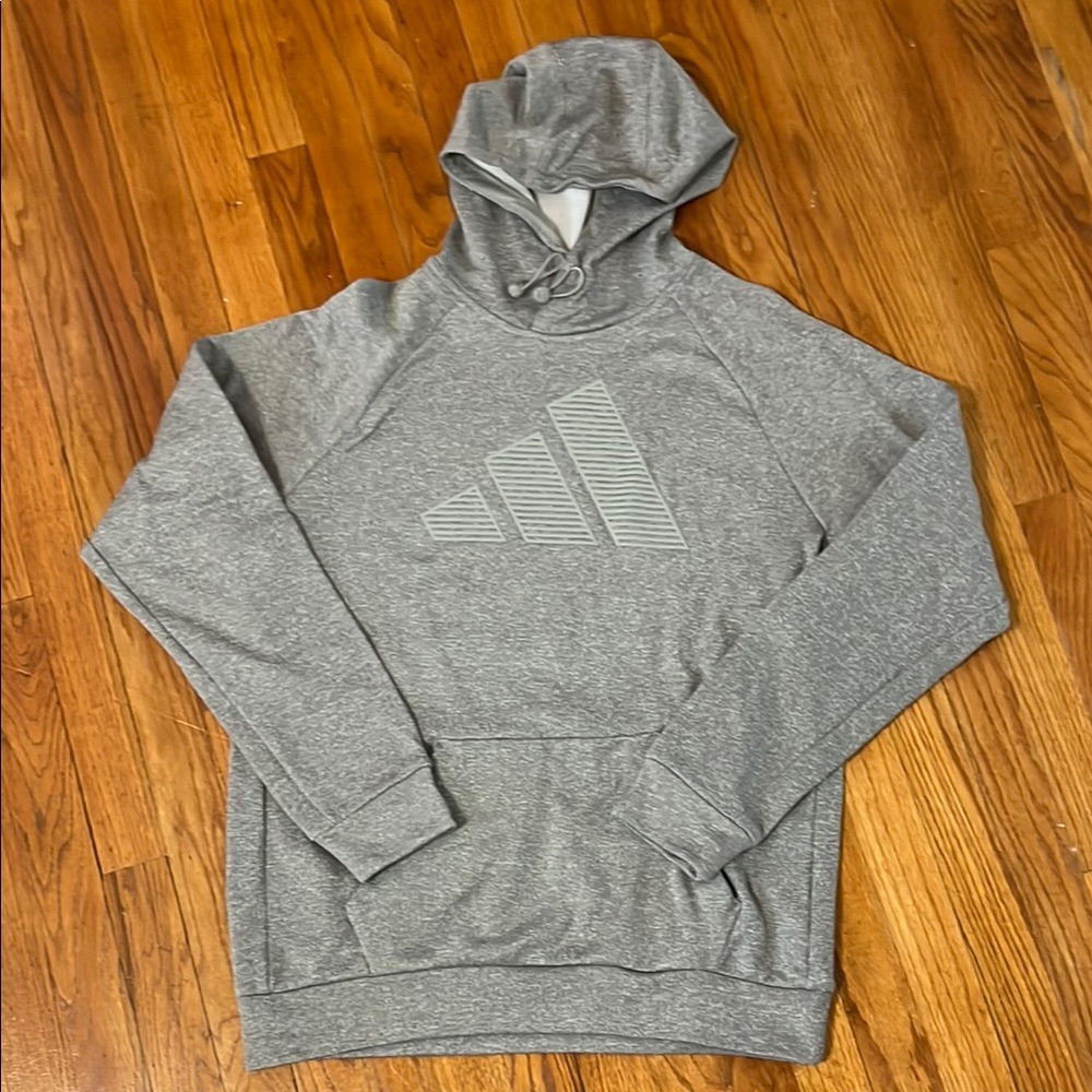 Adidas Gray Fleece Hoodie Sweatshirt